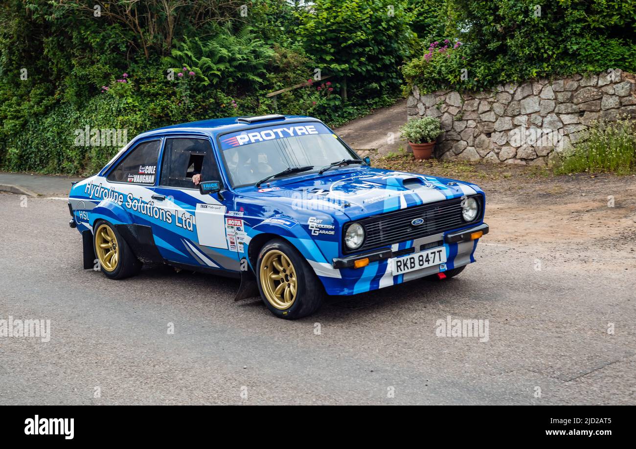 Esposizione di auto da rally al Festival di Scarecrow del villaggio di East Budleigh. Ford Escort Mk 2 Foto Stock