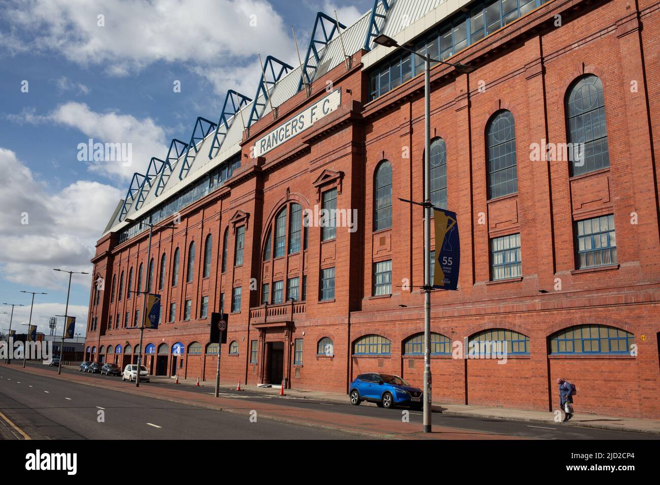 Viste dell'esterno dell'Ibrox Stadium, sede del Rangers Football Club, a Ibrox, a Glasgow, Scozia, 7 aprile 2022. Foto Stock
