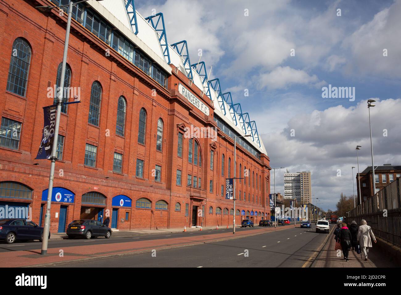 Viste dell'esterno dell'Ibrox Stadium, sede del Rangers Football Club, a Ibrox, a Glasgow, Scozia, 7 aprile 2022. Foto Stock