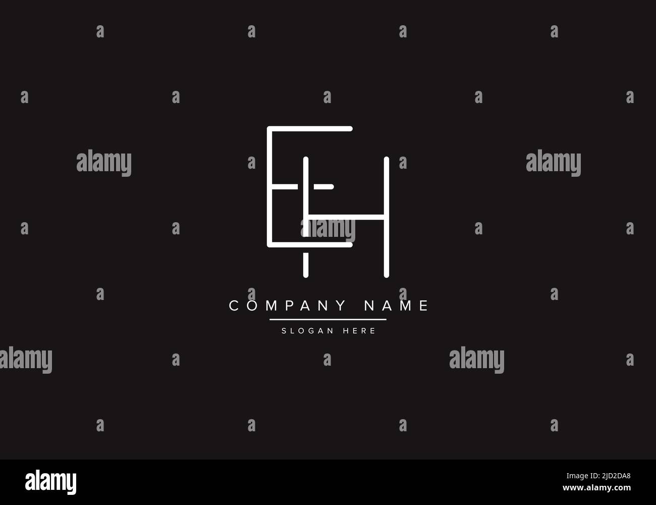 Icona lettera alfabetica logo EH Illustrazione Vettoriale