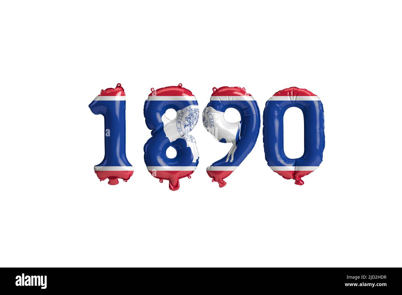 3d illustrazione di una palloncino 1890 con i colori della bandiera wyoming isolati su sfondo bianco Foto Stock