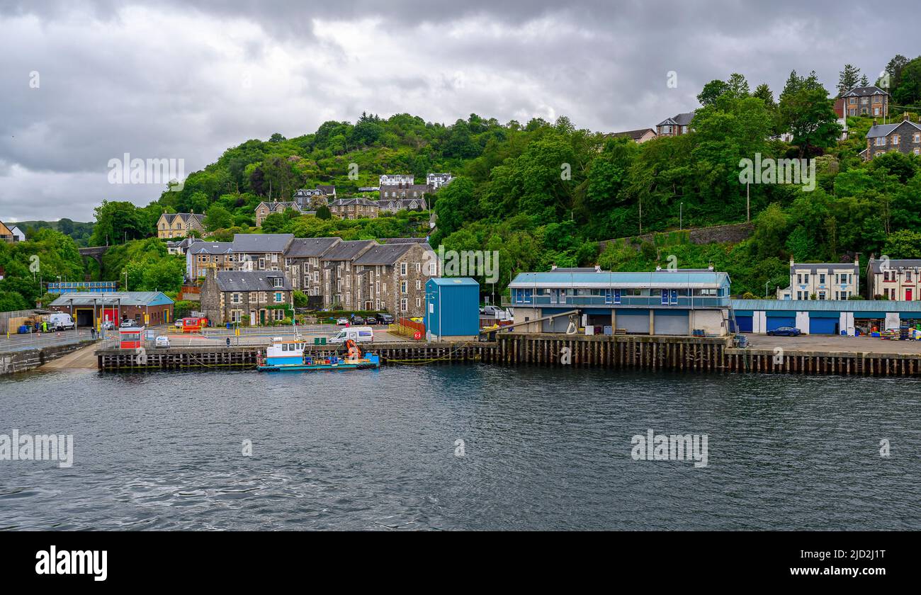 Oban, Scozia - il terminal dei traghetti o il porto dei traghetti dal traghetto in partenza per Mull Foto Stock