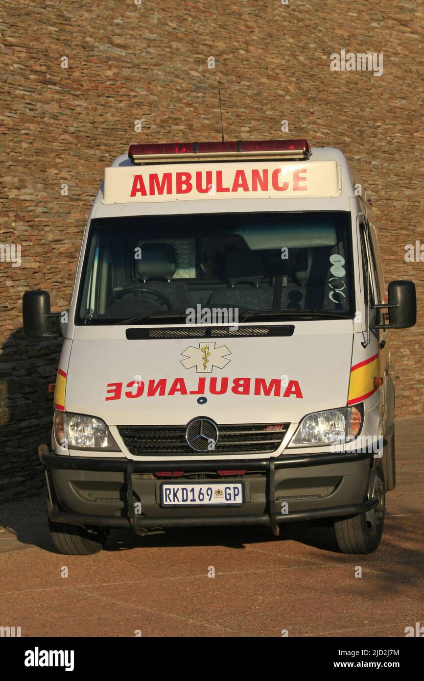 Camion ambulanza, Freedom Park, Pretoria/Tshwane, Gauteng, Sudafrica. Foto Stock