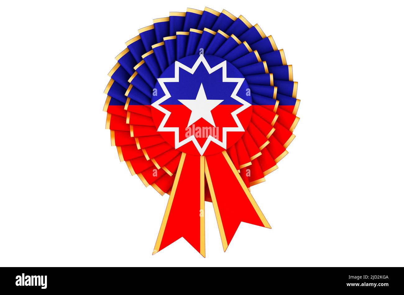 Bandiera di emancipazione dipinta sulla rosetta nastro premio. 3D rendering isolato su sfondo bianco Foto Stock