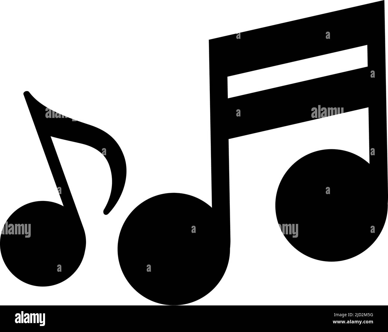 Due icone di note musicali. Simboli musicali per ritmo e tempo. Vettore modificabile. Illustrazione Vettoriale