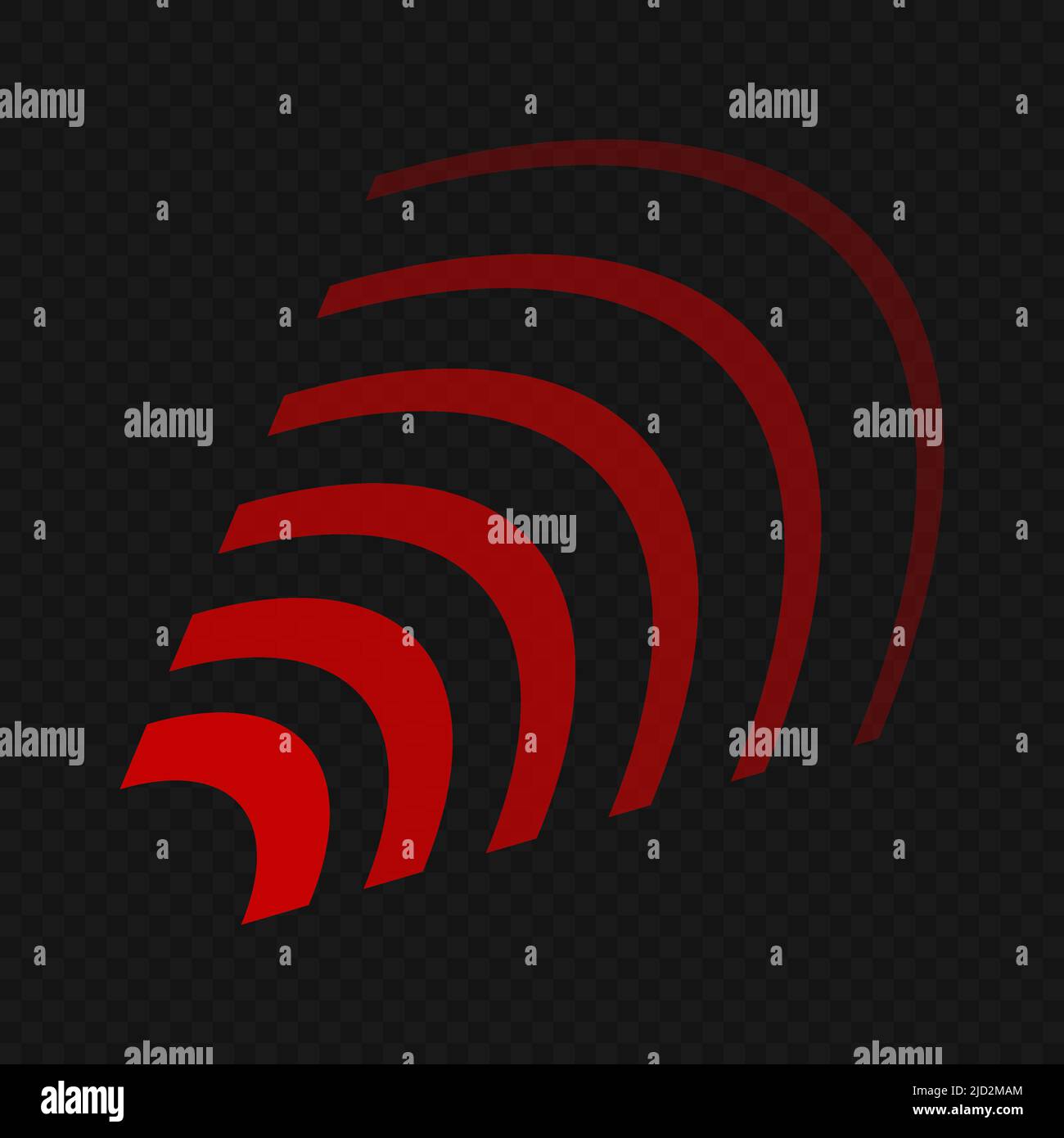 Onde sonore rosse isolate su sfondo nero trasparente. Vettore modificabile. Illustrazione Vettoriale