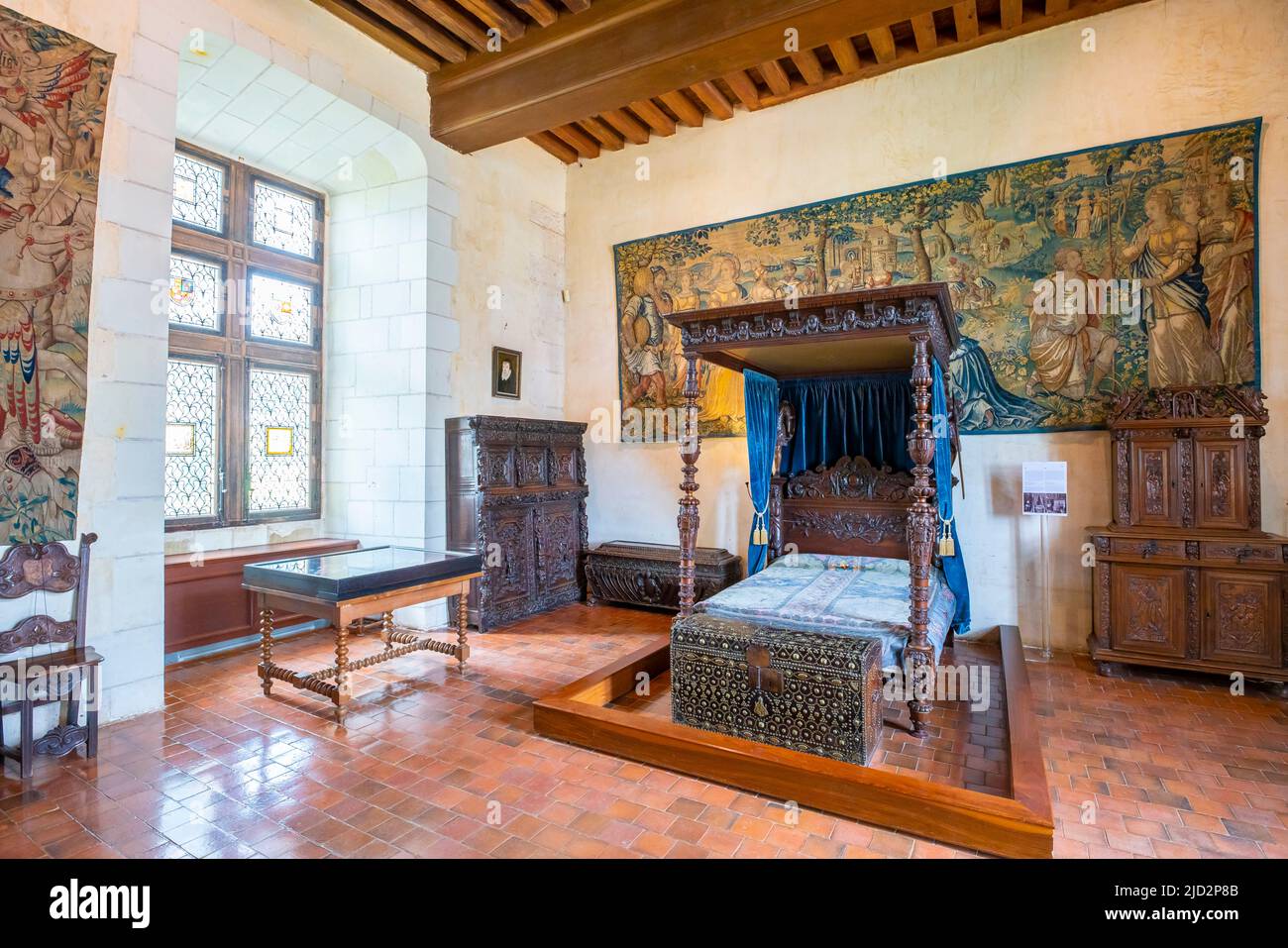 La Chambre dite de Catherine de Médicis. Le Chateau de Chaumont-sur-Loire. Domaine de Chaumont-sur-Loire. Centre-Val de Loire, Francia. Foto Stock