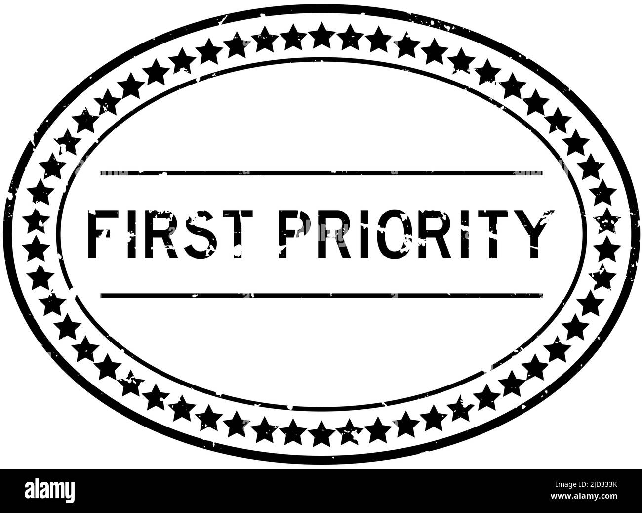 Grunge nero prima parola priorità ovale guarnizione di gomma timbro su sfondo bianco Illustrazione Vettoriale