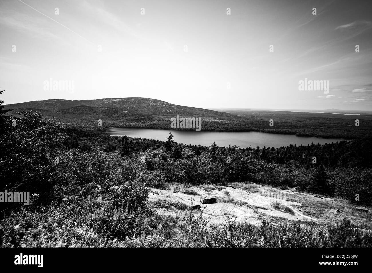 Vista panoramica del lago Echo nel Parco Nazionale di Acadia, Maine, USA Foto Stock