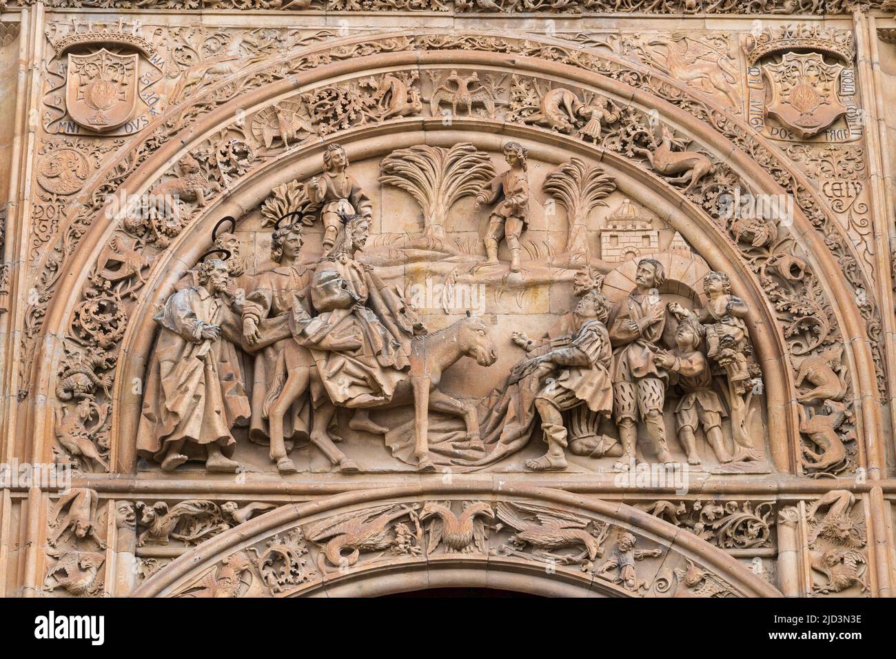 Facciata della Cattedrale della città di Salamanca, in Spagna. Foto Stock
