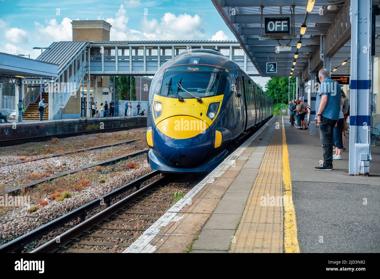 Javelin ad alta velocità, Margate Bound, Canterbury West, Platform Two, Southeastern, Canterbury, Kent Foto Stock