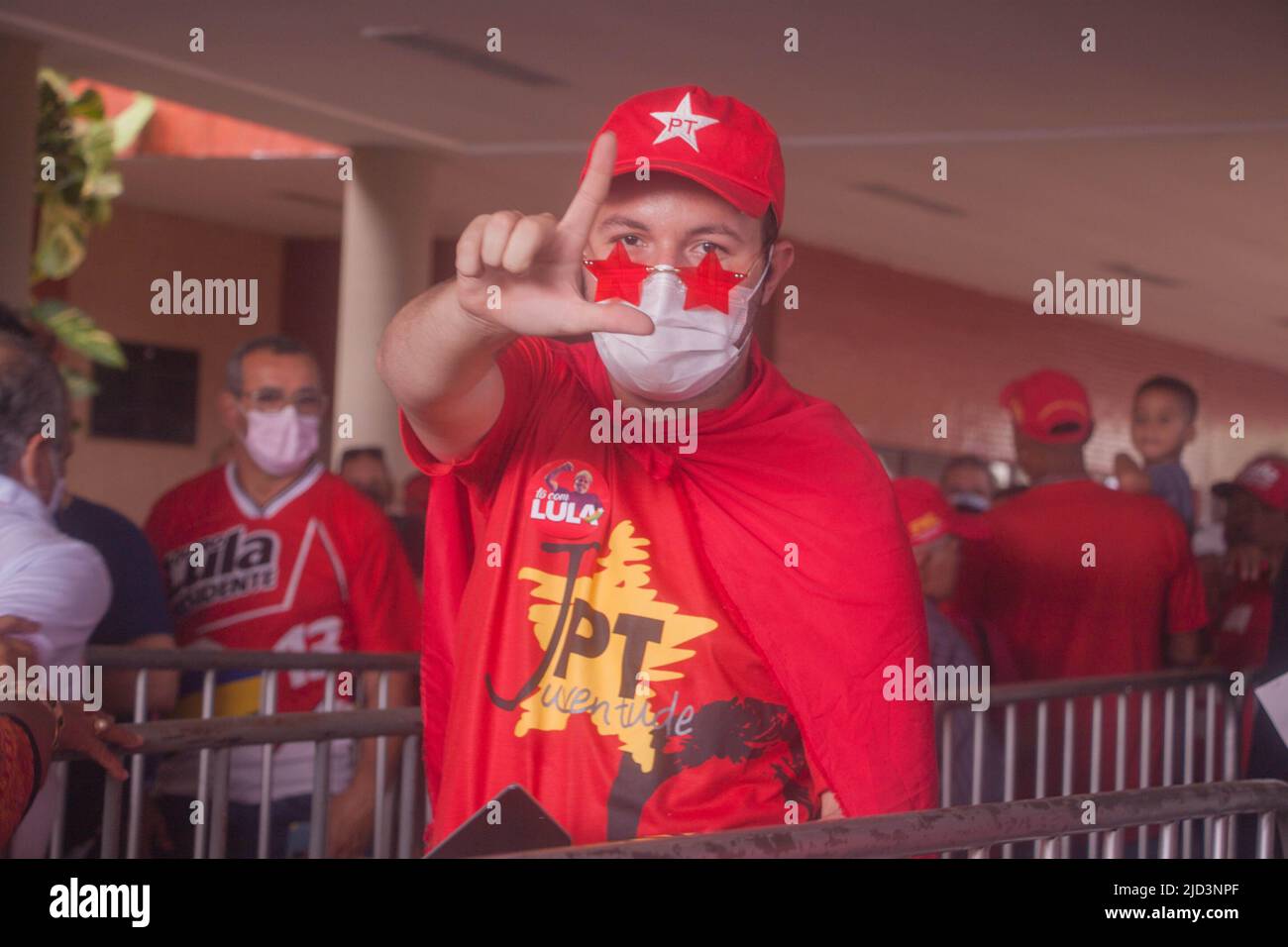 MACEI', al - 17.06.2022: CANDIDATO LULA EM MACEI' - candidato Luiz Inácio Lula da Silva (PT) a fianco di Geraldo Halkmin partecipa a un evento presso il Centro Congressi Ruth Cardoso questo venerdì pomeriggio. All'evento parteciperanno il senatore Renan Calheiros (MDB) e vari leader sociali. (Foto: GUIDO JR./Fotoarena) Foto Stock