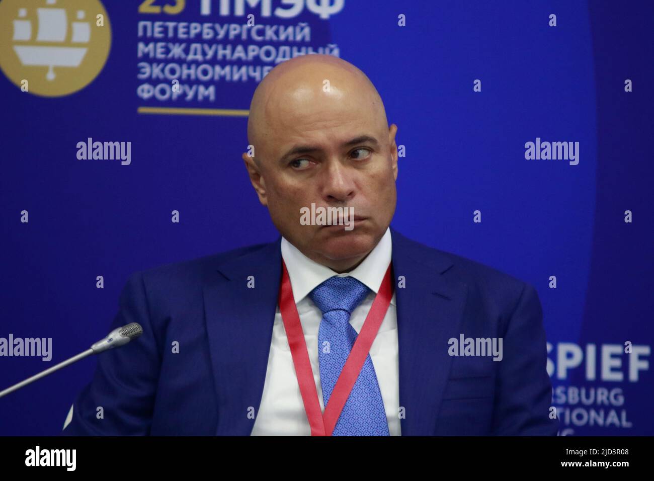 San Pietroburgo, Russia. 17th giugno 2022. Igor Artamonov, Governatore della Regione di Lipetsk alla sessione "Best Practices for coinvolged the Private sector in Practices to compire National Development Goals" del Forum economico Internazionale 2022 di San Pietroburgo (SPIEF 2022). (Foto di Kashkkkovskij/Sipa USA) Credit: Sipa USA/Alamy Live News Foto Stock