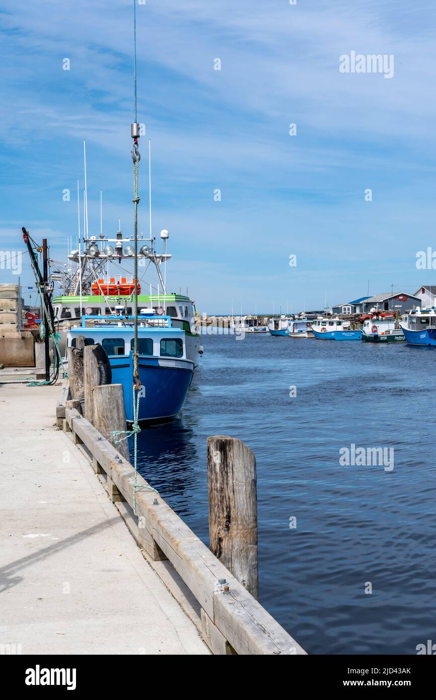 Barche di aragosta ormeggiate al porto di Glace Bay Cape Breton Nova Scotia. La pesca dell'aragosta è molto importante per l'economia della regione. Foto Stock