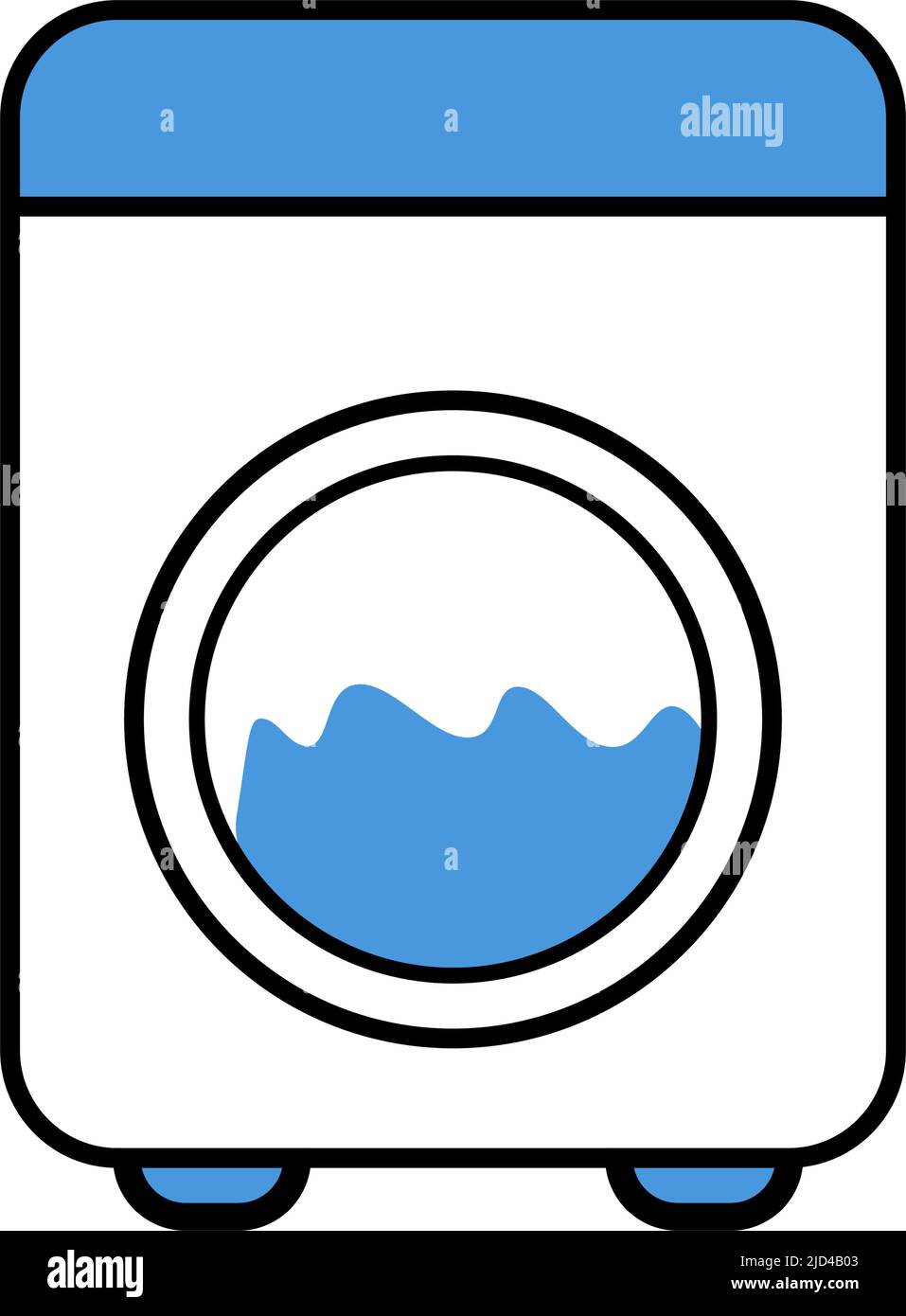 Lavatrice con acqua. Lavanderia automatica. Vettore modificabile. Illustrazione Vettoriale