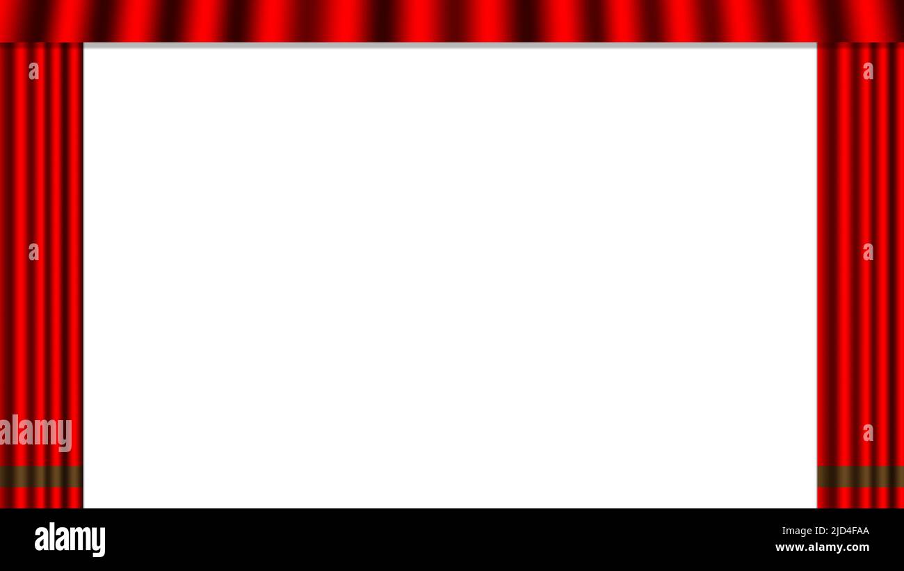 3d illustrazione. Grafica. Tenda con tenda rossa, si apre per inserire testo, logo, immagine Foto Stock