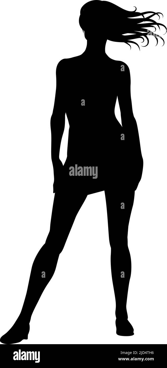 Donna in piedi silhouette Illustrazione Vettoriale