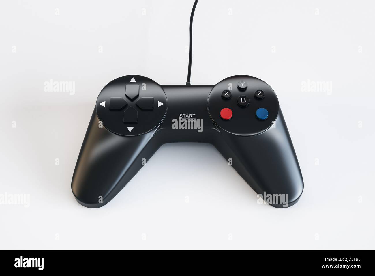 Concetto di intrattenimento con moderno joystick di gioco su sfondo chiaro. 3D rendering Foto Stock