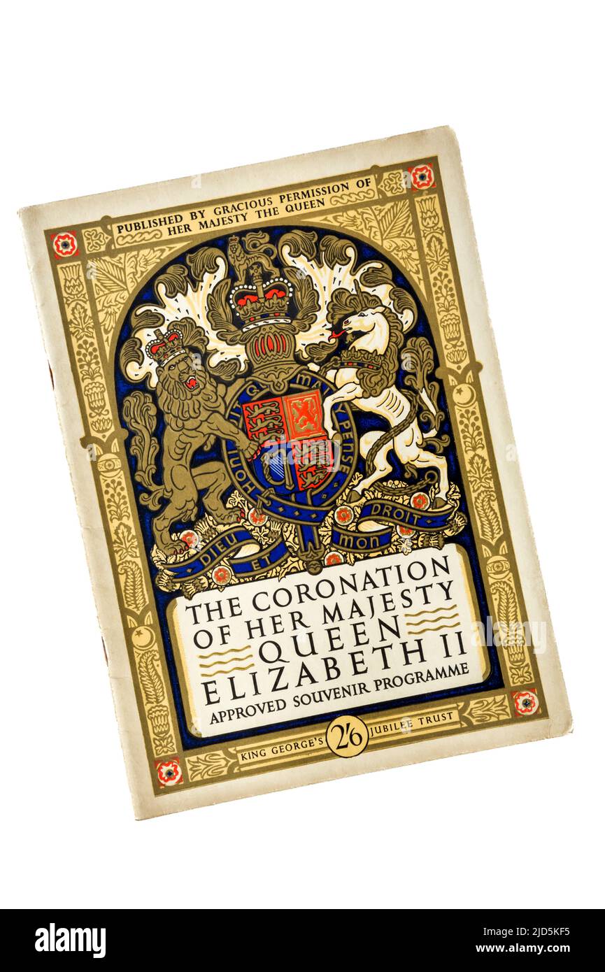 Un programma ricordo del 1953 per l'incoronazione della Regina Elisabetta II. Foto Stock