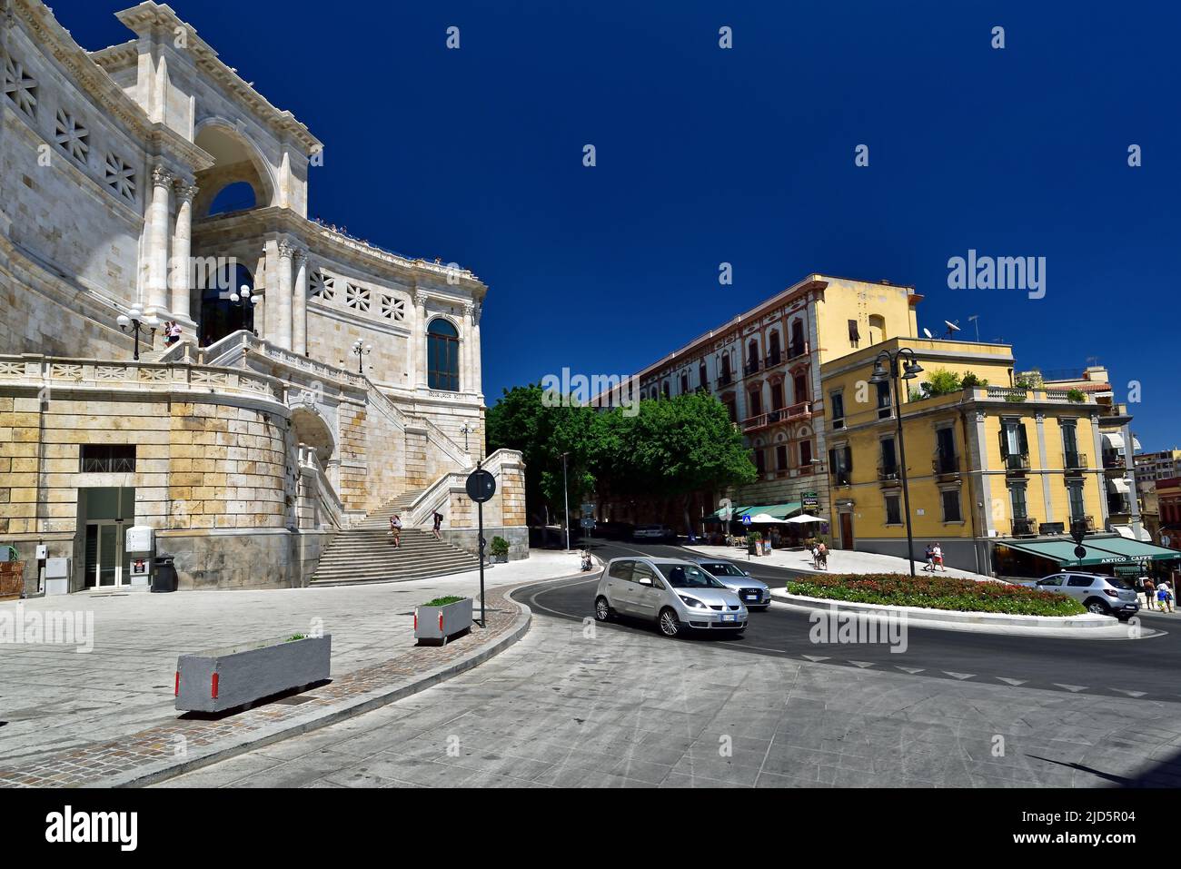 CAGLIARI, ITALIA, 15 AGOSTO 2019: Fortificazioni Bastione Santa Remy nel quartiere Castello di Cagliari Foto Stock