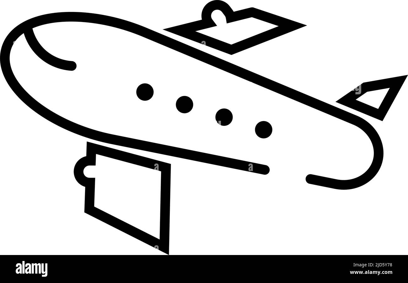 Icona dell'aeroplano in decollo. Partenza di un viaggio. Aviazione. Vettore modificabile. Illustrazione Vettoriale
