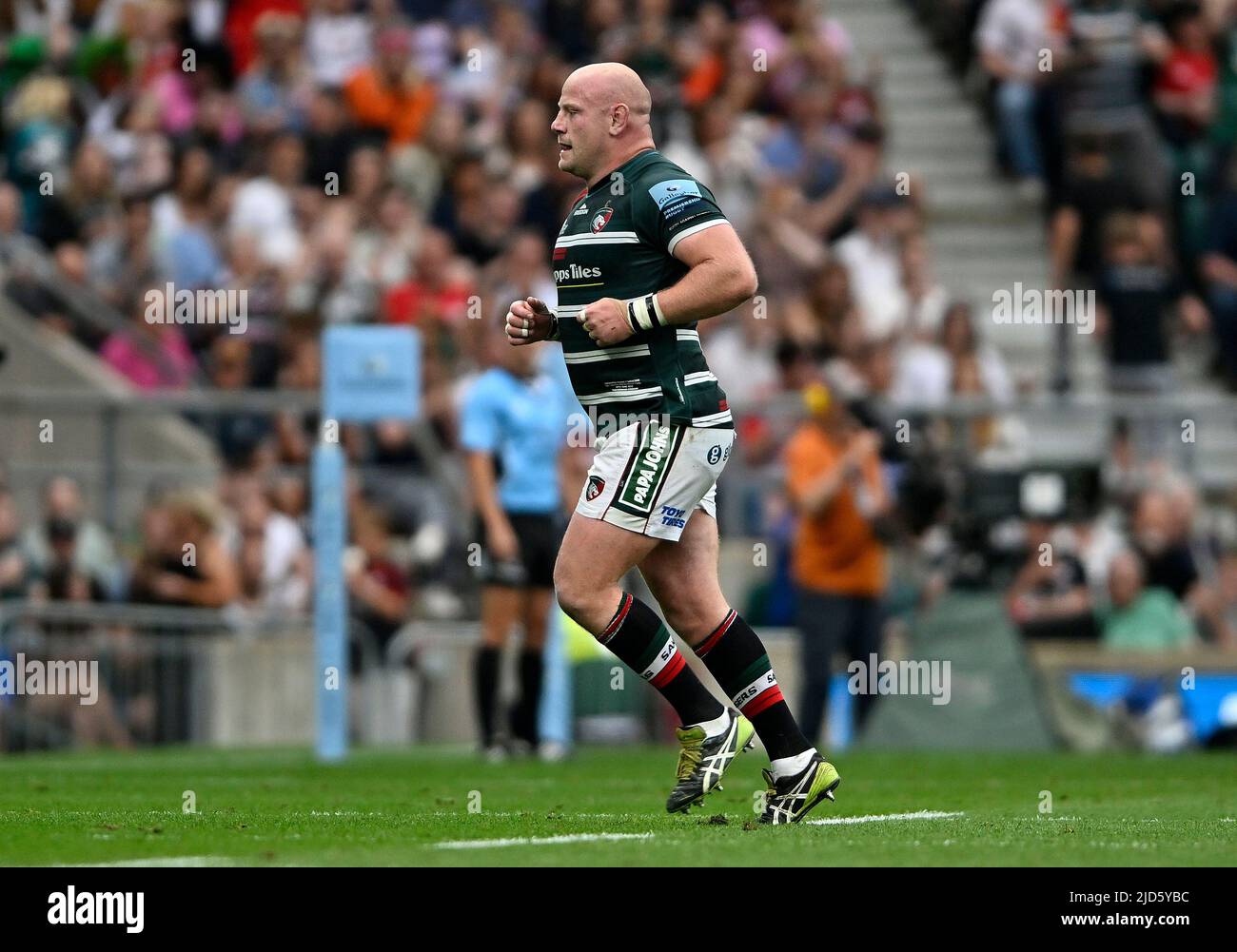 Twickenham, Regno Unito. 18th giugno 2022. Finale di rugby Gallagher Premiership. Leicester V Saracens. Stadio di Twickenham. Twickenham . DaN Cole (Leicester) si disparte durante la finale di rugby Gallagher Premiership tra Leicester Tigers e Saracens. Credit: Sport in immagini/Alamy Live News Foto Stock