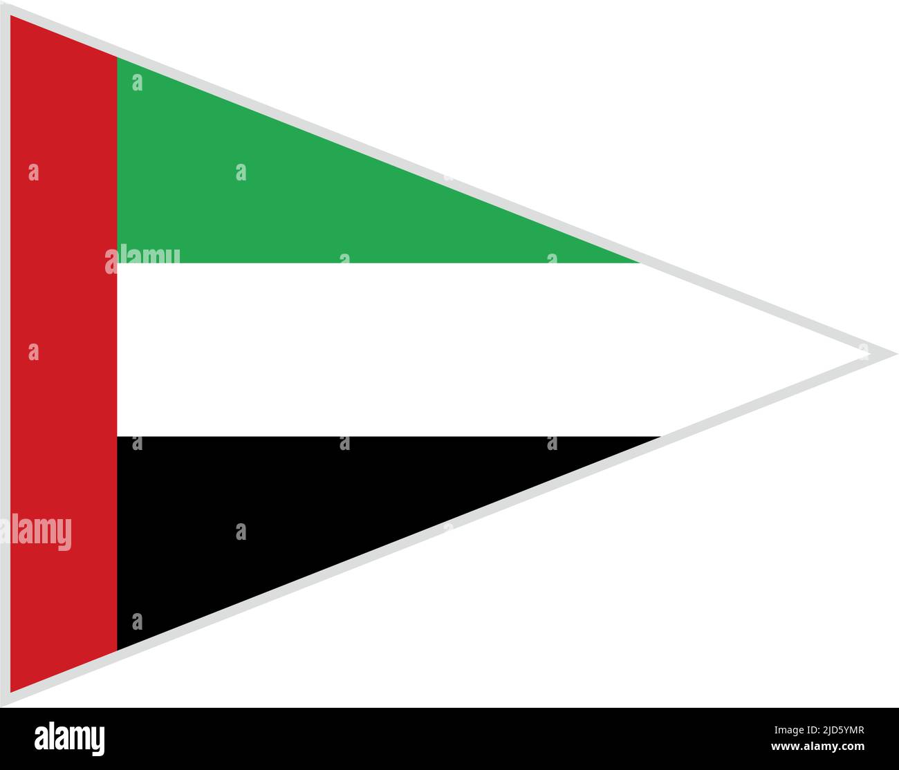 Bandiera triangolare degli Emirati Arabi Uniti. Vettore modificabile. Illustrazione Vettoriale