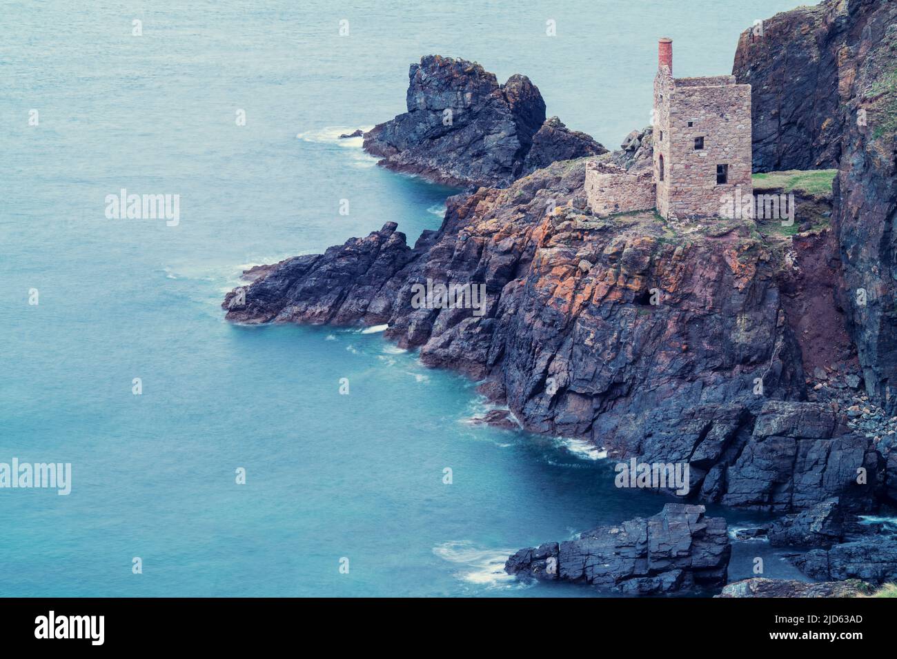 La corona Miniere di Botallack sulla costa della Cornovaglia in Inghilterra Foto Stock