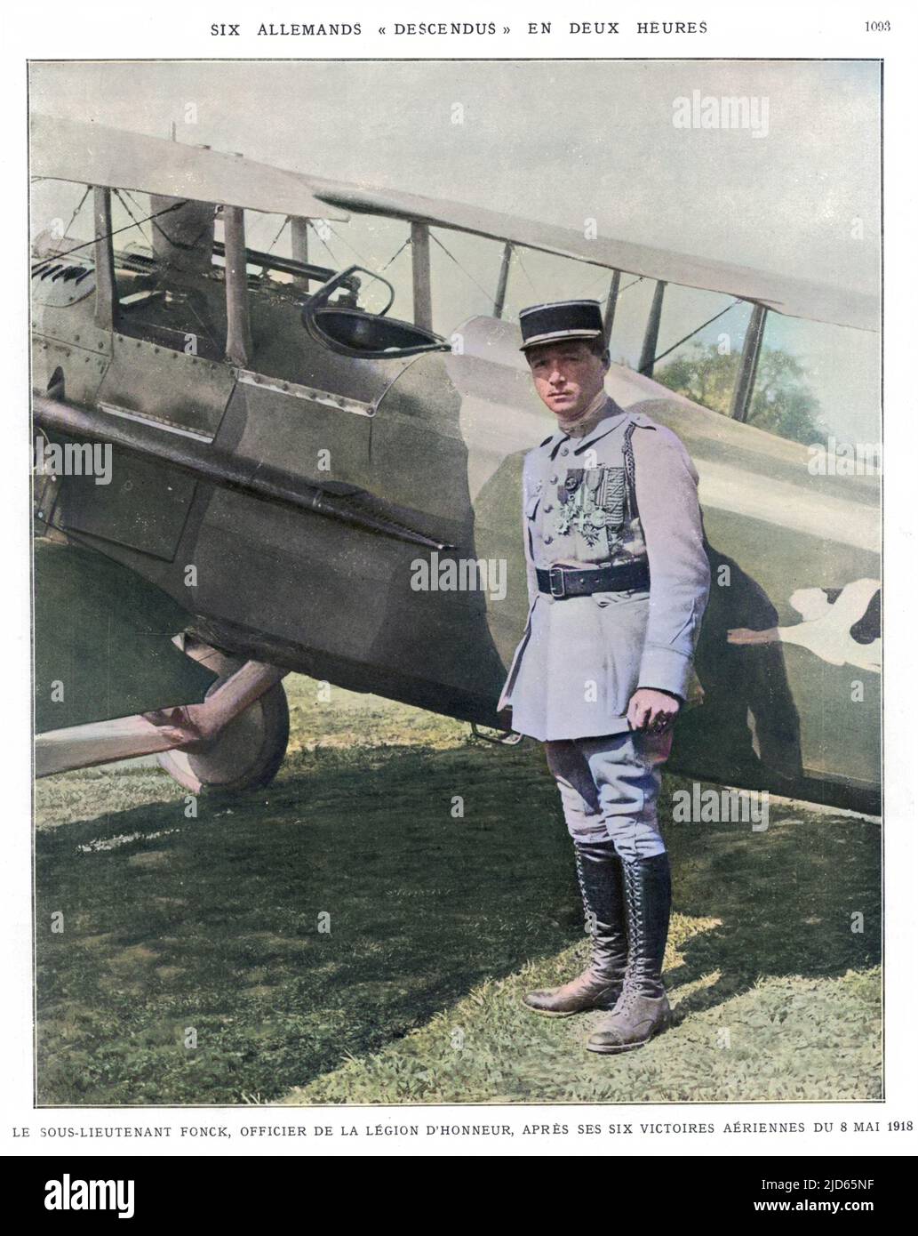 PAUL-RENE FONCK (1894-1953) Francese WW1 Aviator versione Colorizzata di : 10002805 Data: 08-Maggio-18 Foto Stock