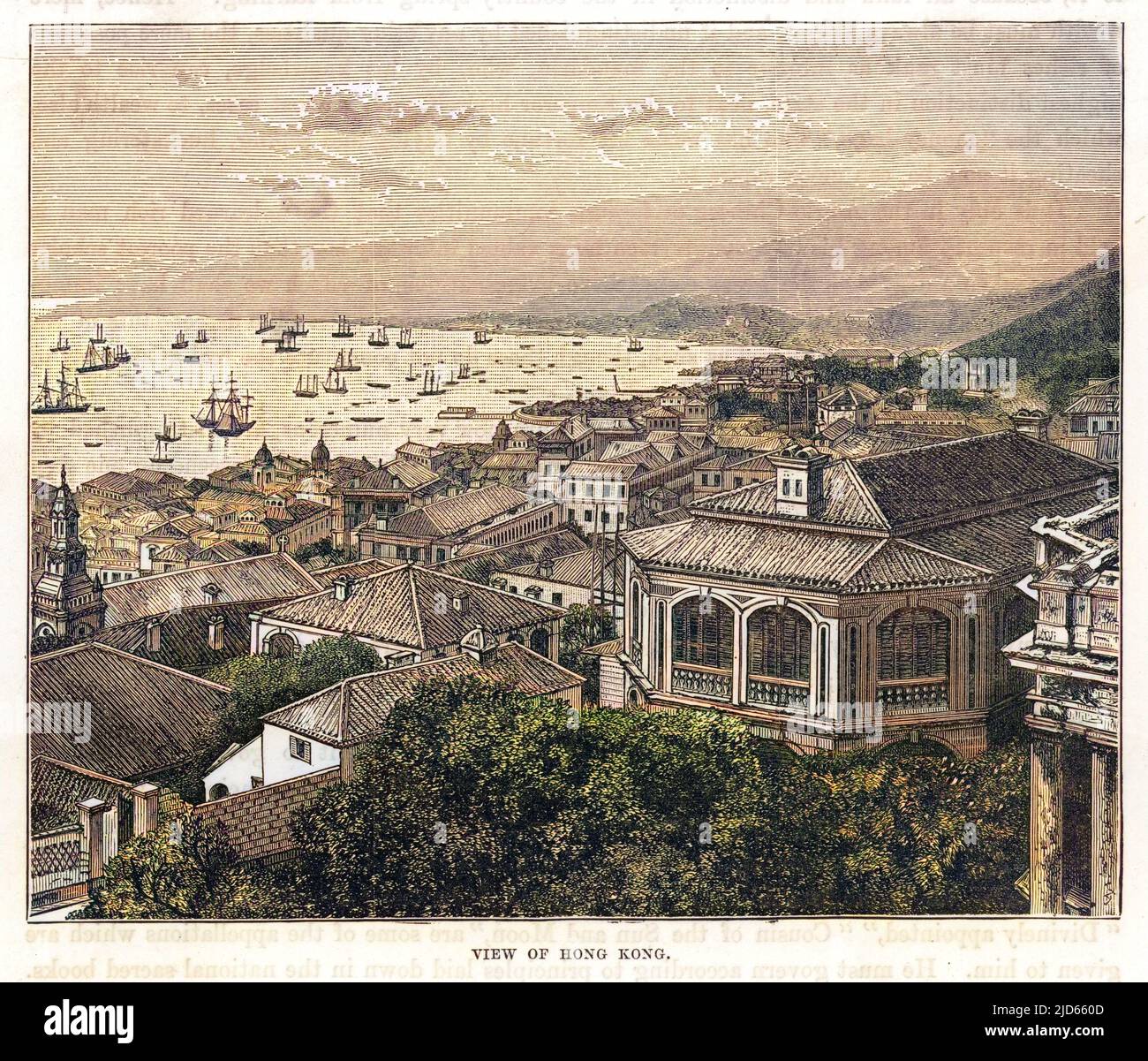 Porto di Hong Kong, Cina, 1860 versione colorizzata di : 10003314 Data: Circa 1860 Foto Stock