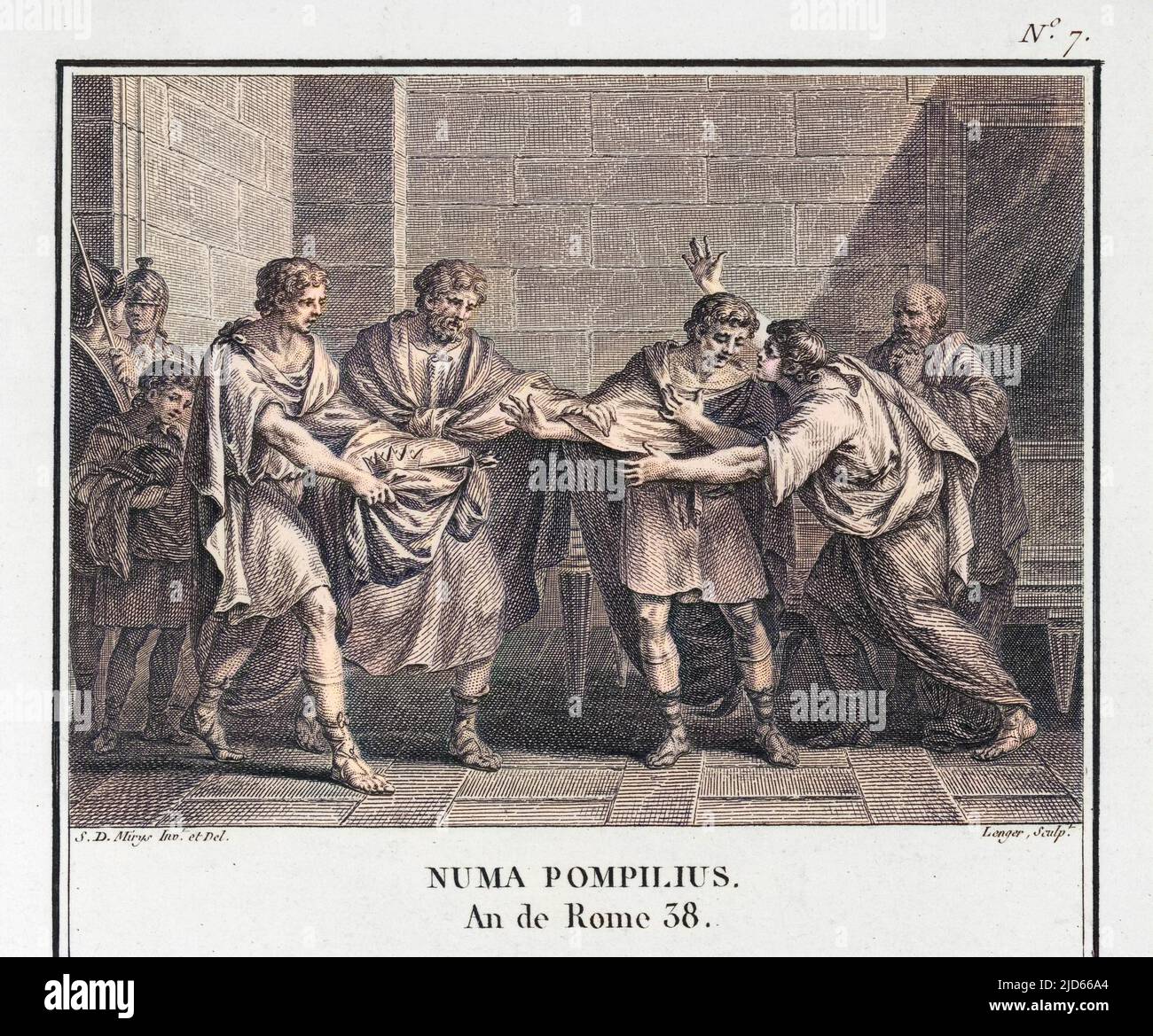 NUMA Pompilio succede a Romolo come governatore di Roma, e inaugura la leggendaria Età dell'Oro dell'Antica Roma. Versione colorata di : 10006541 Data: 715 a.C. Foto Stock