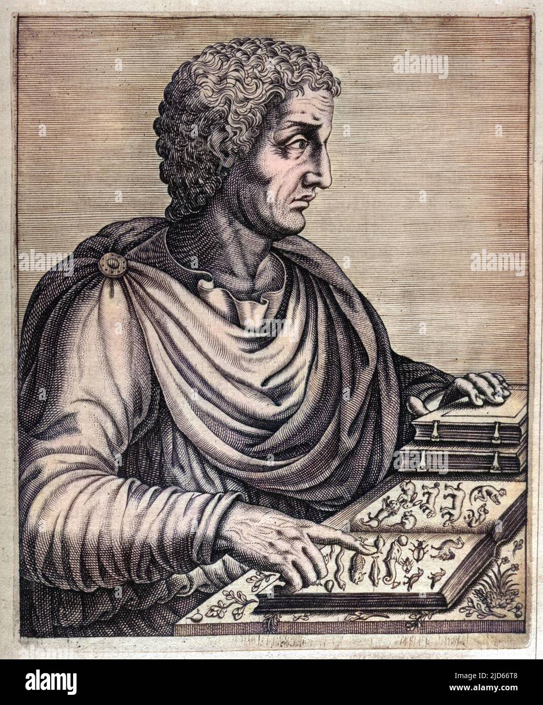 Gaius Plinius Secundus (23 - 79). Scienziato e studioso romano. Versione colorata di : 10010925 Data: Circa 70 Foto Stock