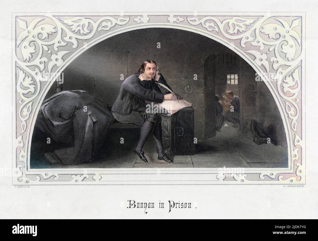 JOHN BUNYAN predicatore e scrittore inglese, iscritto in prigione. Versione colorata di : 10044223 Data: 1628 - 1688 Foto Stock