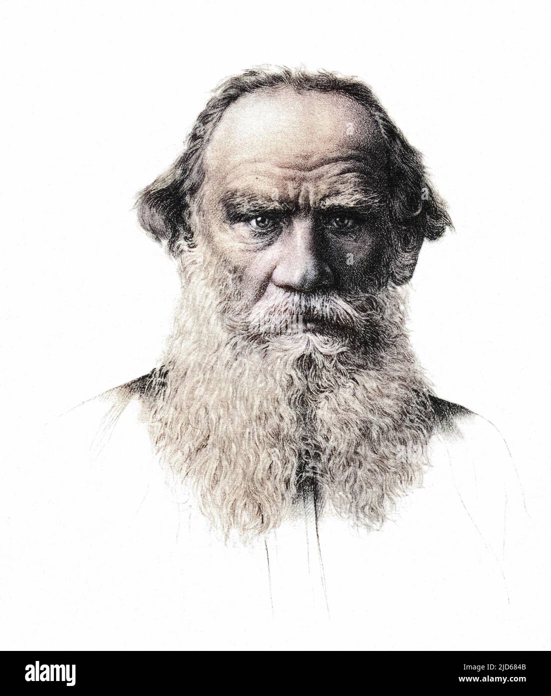 Leo Tolstoy (1828 - 1910), romanziere russo in età avanzata. Versione colorata di : 10051983 Foto Stock