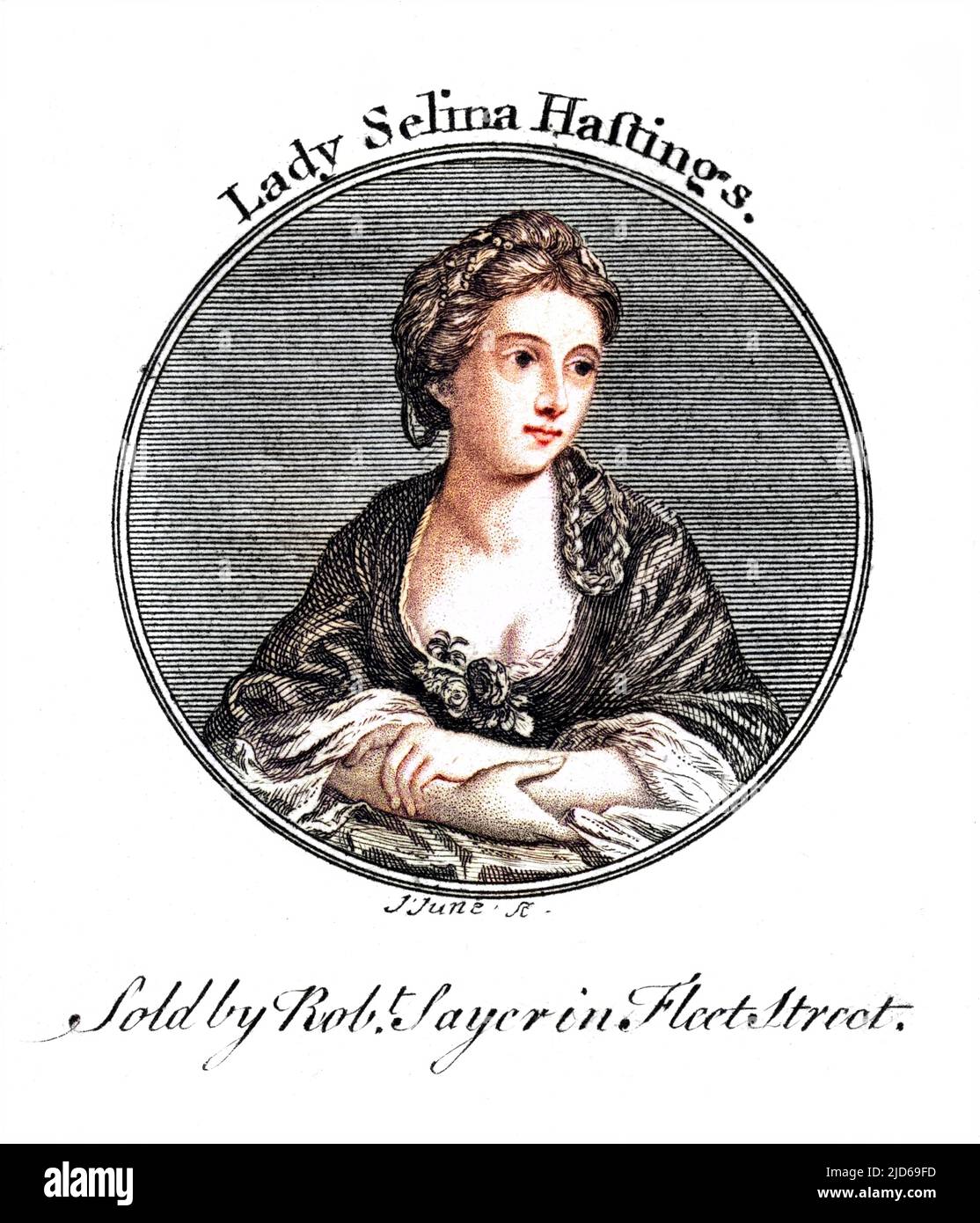 LADY SELINA HASTINGS figlia del nono conte di Huntingdon : morì non sposata. Versione colorata di : 10161535 Data: 1737 - 1763 Foto Stock