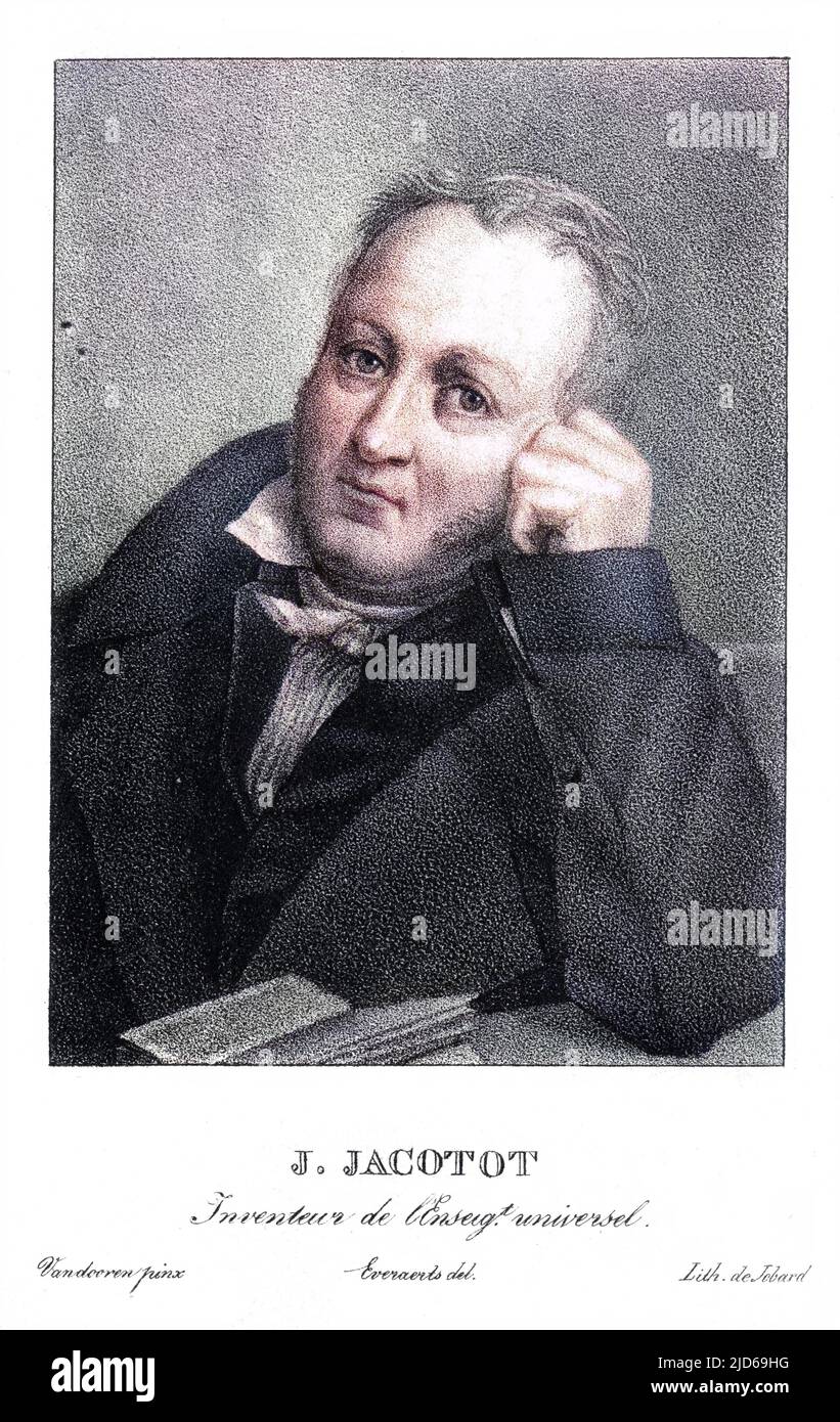 JEAN-JOSEPH JACOTOT (1770 - 1840), educatore francese, 'Inventeur de l'enseignement universel'. Versione colorata di : 10161682 Foto Stock