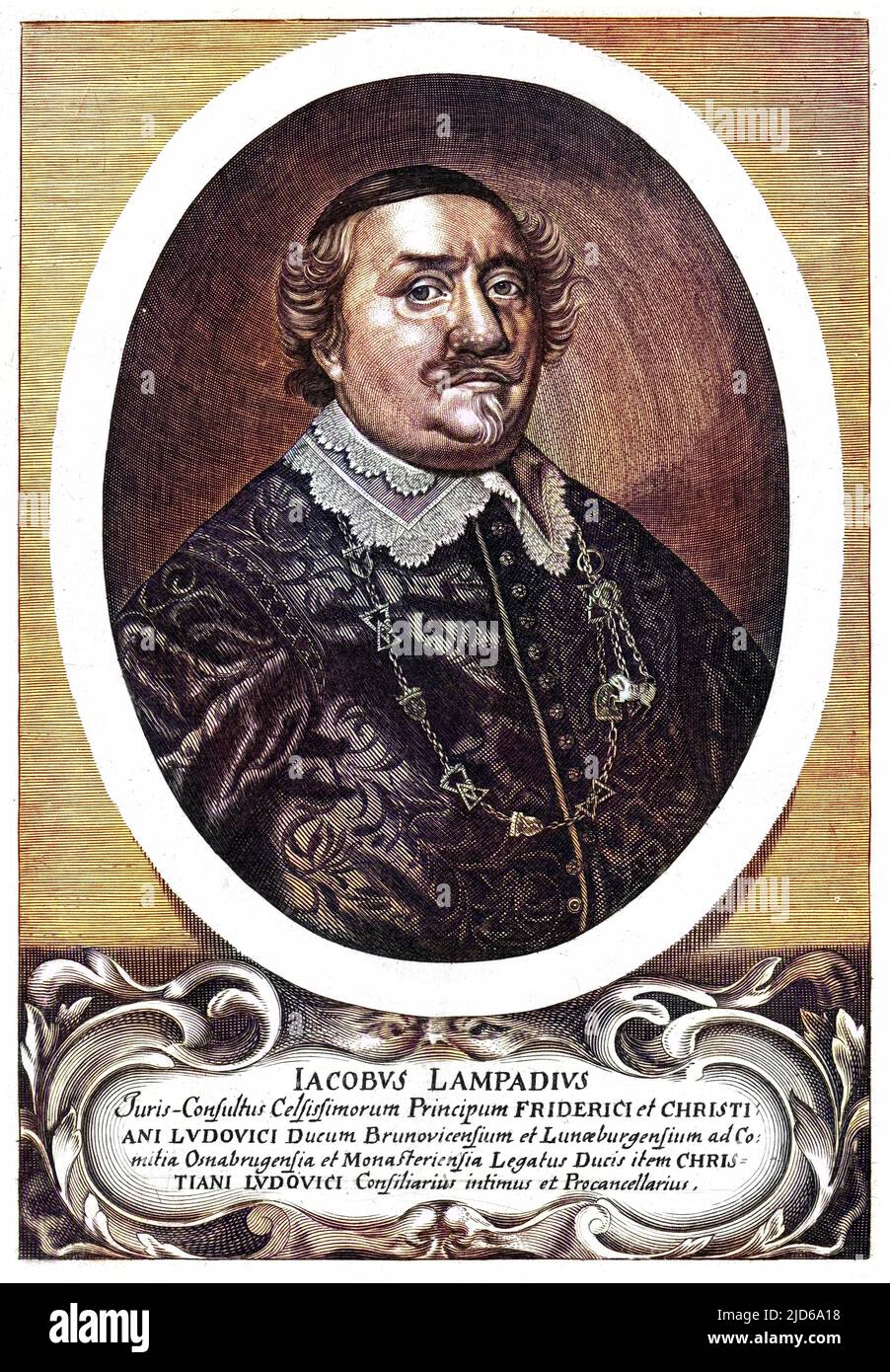 JACOB LAMPADIUS giurista e statista tedesco a Luneburg. Versione colorata di : 10162647 Data: 1593 - 1649 Foto Stock