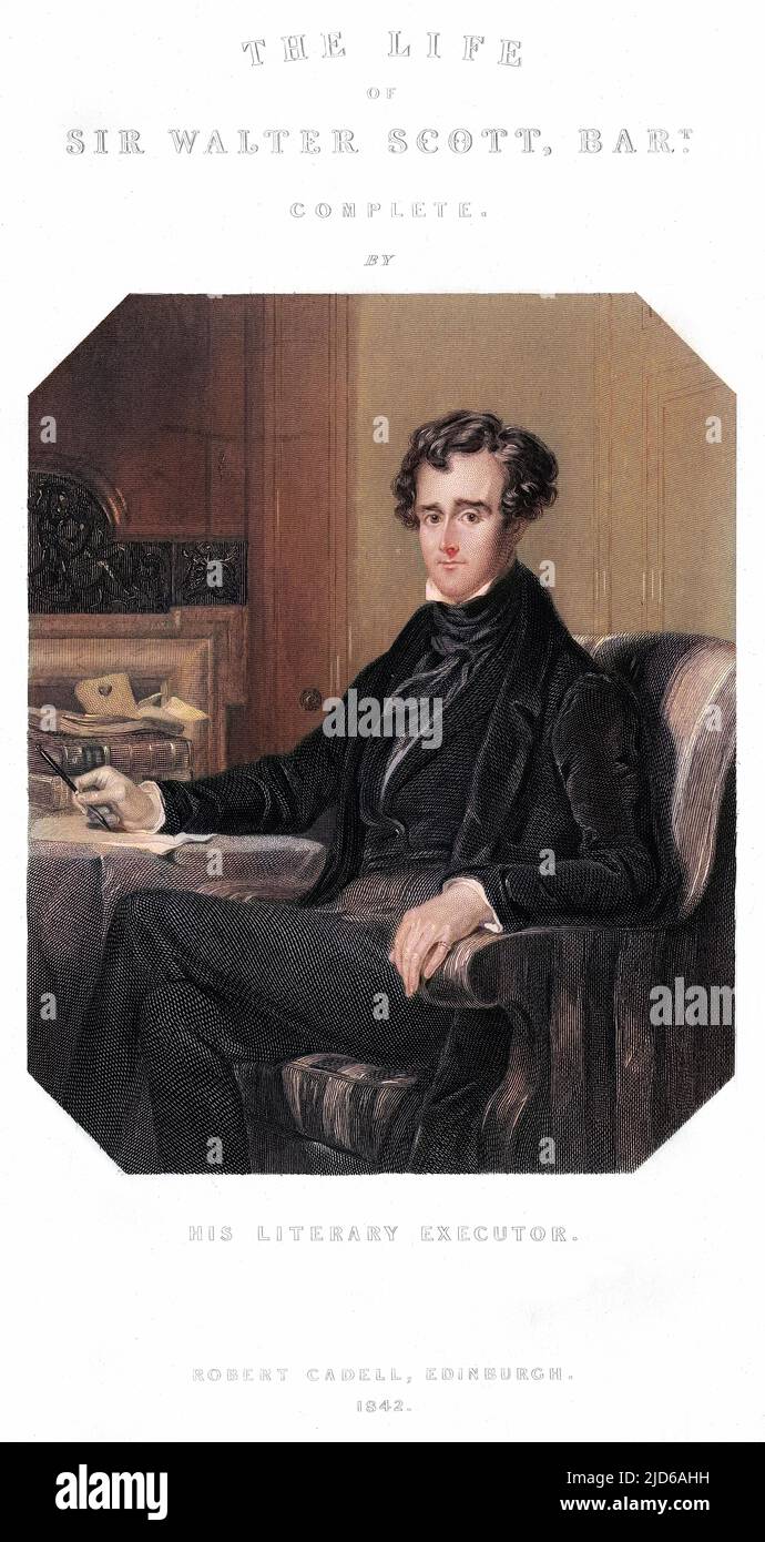 JOHN GIBSON LOCKHART scrittore scozzese, romanziere, traduttore e biografo del suocero Walter Scott. Versione colorata di : 10163405 Data: 1794 - 1854 Foto Stock