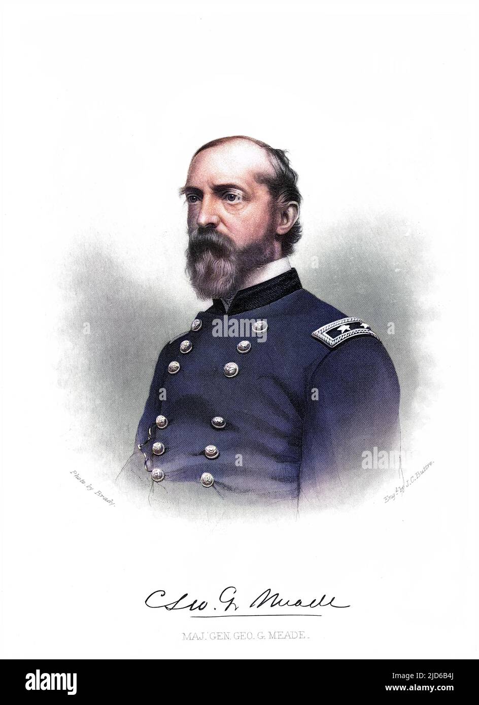 GEORGE GORDON MEADE (1815 - 1872), generale dell'esercito degli Stati Uniti, comandò l'esercito del Potomac, sconfisse Lee a Gettysburg ma criticato per non aver seguito sufficientemente aggressivamente. Versione colorata di : 10164752 Foto Stock