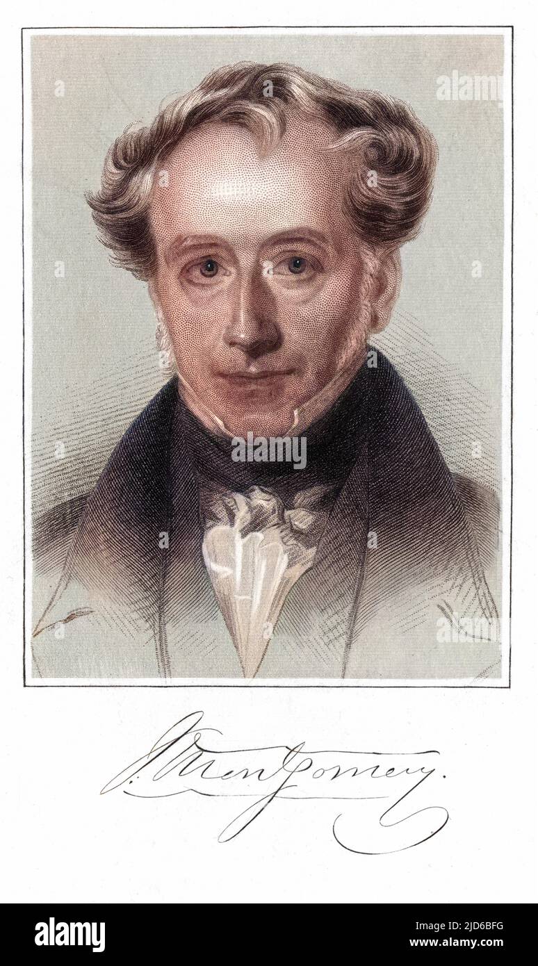 JAMES MONTGOMERY 'Chi è a tutti gli esperti di letteratura inglese che non ha sentito parlare di James Montgomery ?' Chiede all'ILN. Beh, io per uno... Versione colorata di : 10165555 Data: 1771 - 1854 Foto Stock