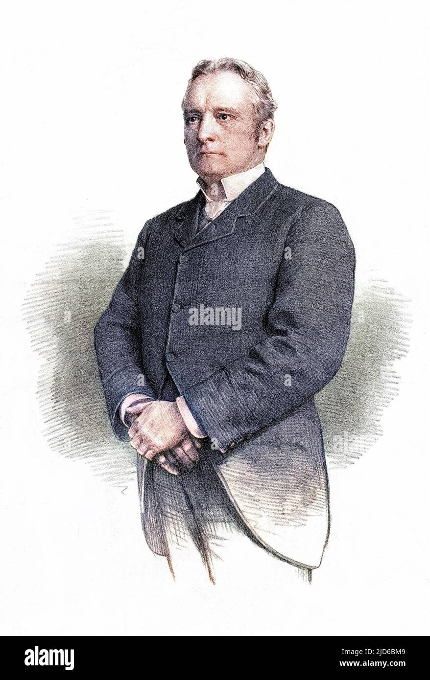 Sir PHILIP ALBERT MUNTZ, primo produttore di baronet Midlands e statesman, MP per Warwickshire presumibilmente il figlio di Philip Henry Muntz? Versione colorata di : 10166850 Data: 1839 - 1908 Foto Stock