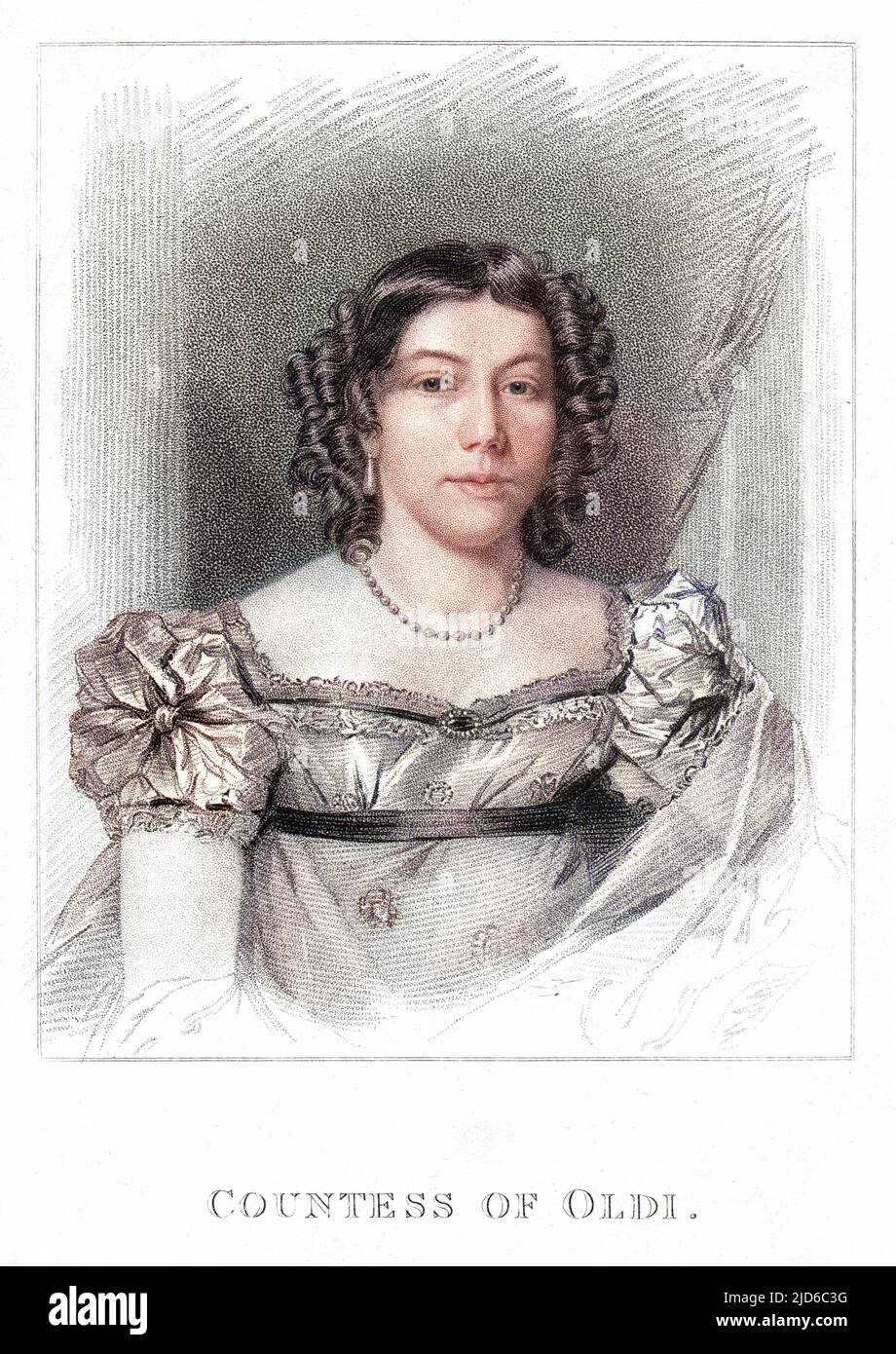 CONTESSA OLDI Lady-of-Honor della regina Caroline, moglie di Giorgio (IV), testimone al suo processo. Versione colorata di : 10171156 Data: CIRCA 1815 - 1821 Foto Stock