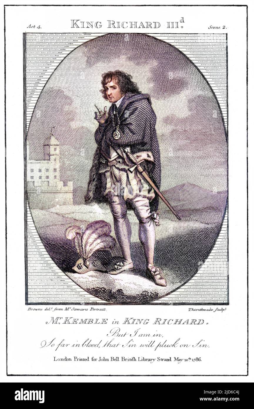 JOHN PHILIP KEMBLE attore come Richard III di Shakespeare : 'sono dentro, finora nel sangue...' Versione colorata di : 10169050 Data: 1757 - 1823 Foto Stock