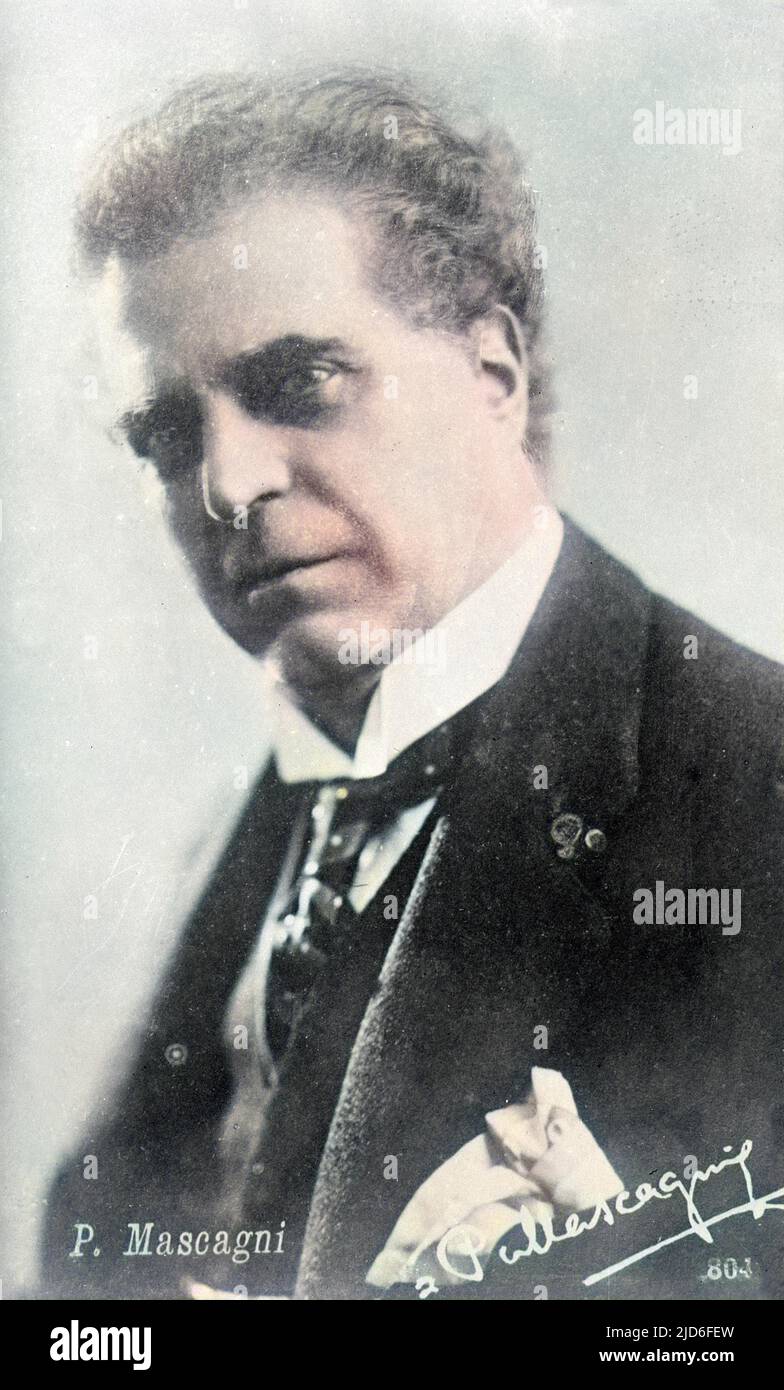 PIETRO MASCAGNI compositore e direttore d'orchestra italiano. Versione colorata di : 10164188 Data: 1863 - 1945 Foto Stock