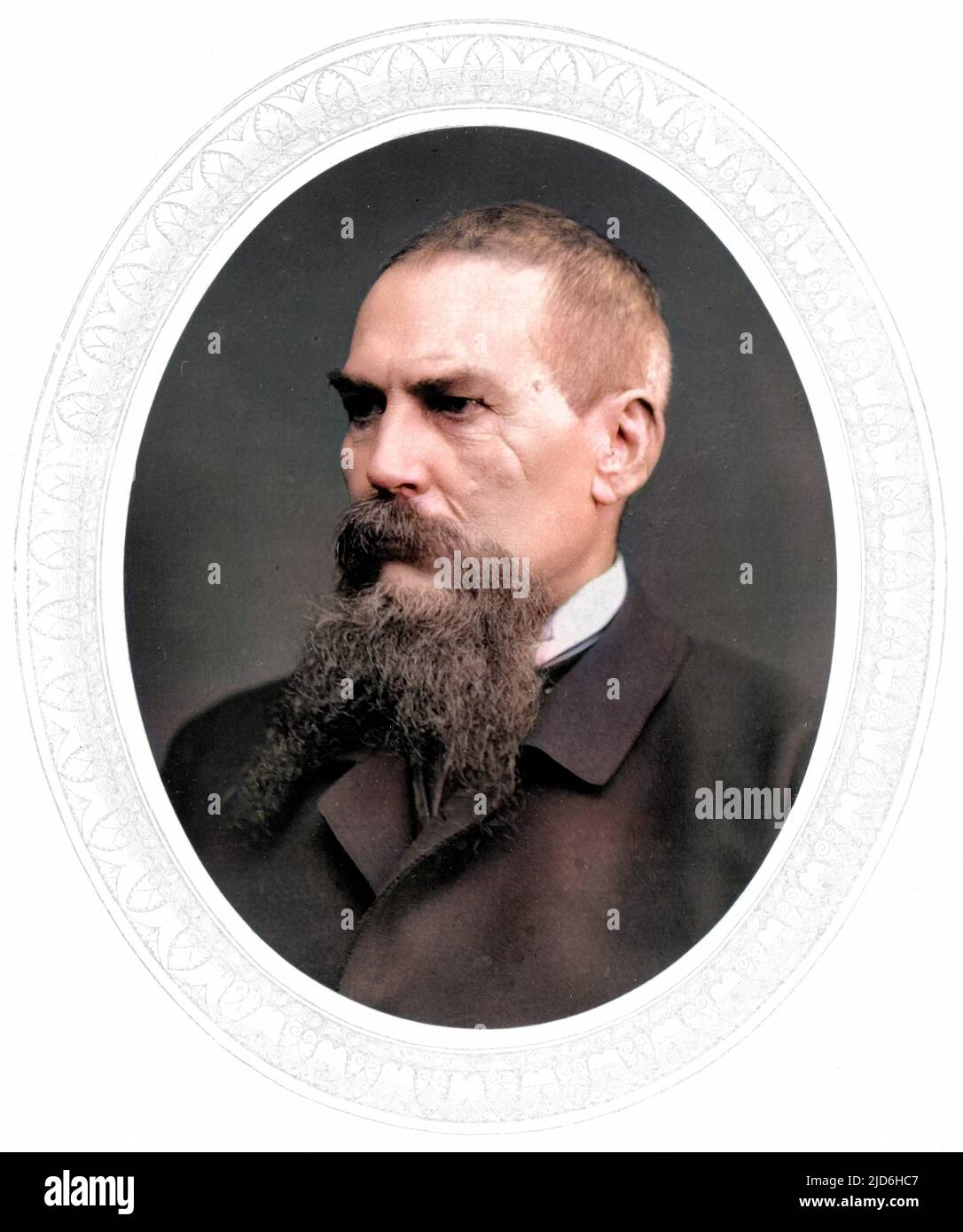 Sir Richard Francis Burton (1821 - 1890), esploratore inglese, linguista e diplomatico. Un maestro di 30 lingue, Burton fece un pellegrinaggio alla Mecca travestito da pathan nel 1853 e in seguito esplorò l'Africa, stabilendosi con John Hanning Speke, per cercare la sorgente del fiume Nilo. Nella vita successiva fu diplomatico britannico in Brasile, Siria e Italia. Versione colorata di: 10217599 Foto Stock
