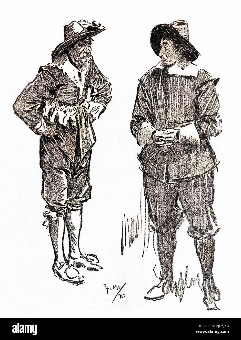 Attori nei ruoli di Cavalier e Roundhead versione Colorizzata di: 10803913 Data: 1895 Foto Stock
