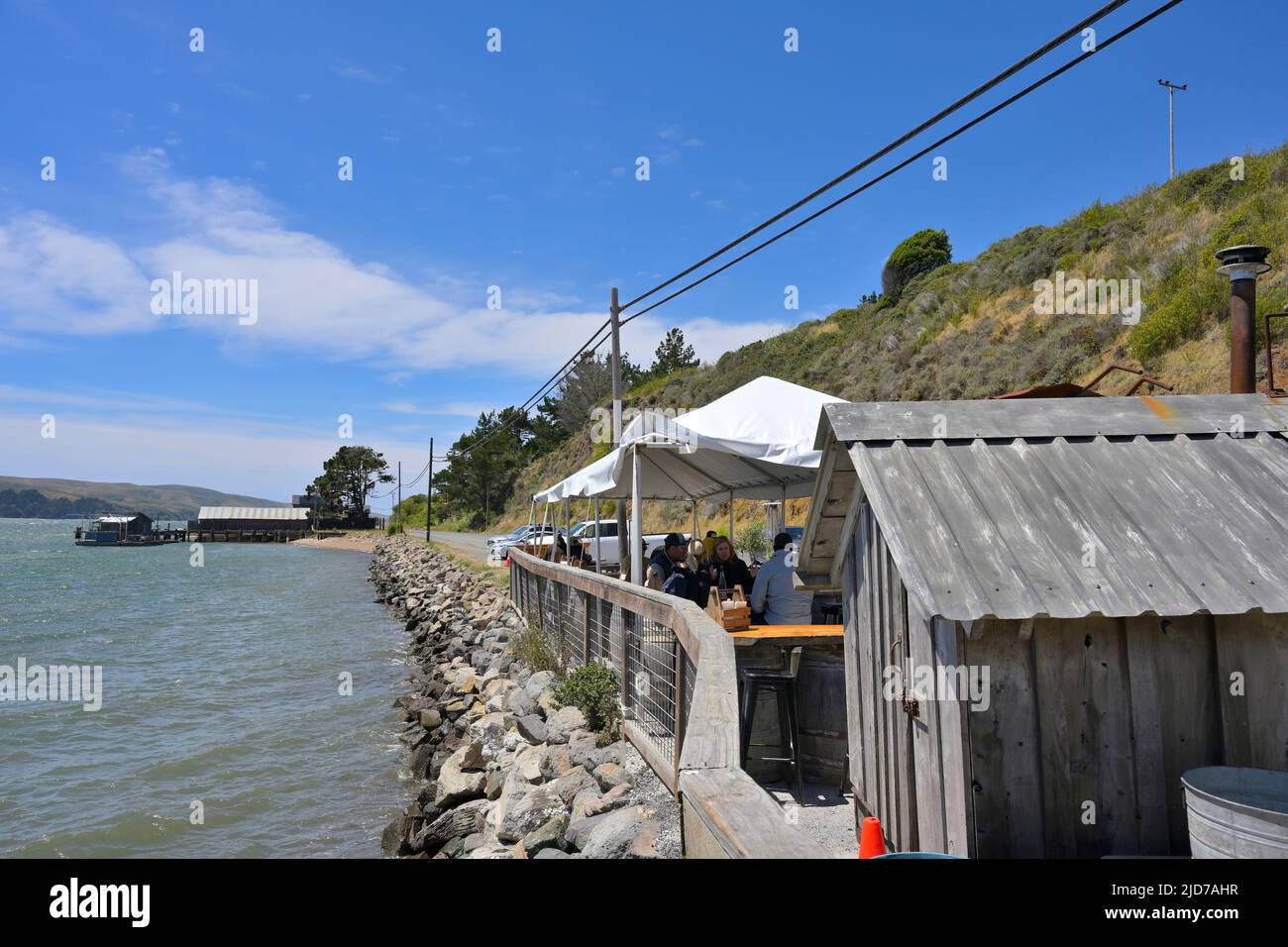 La Marin Oyster Company / Marshall Store presso la splendida Tomales Bay, Marshall CA Foto Stock