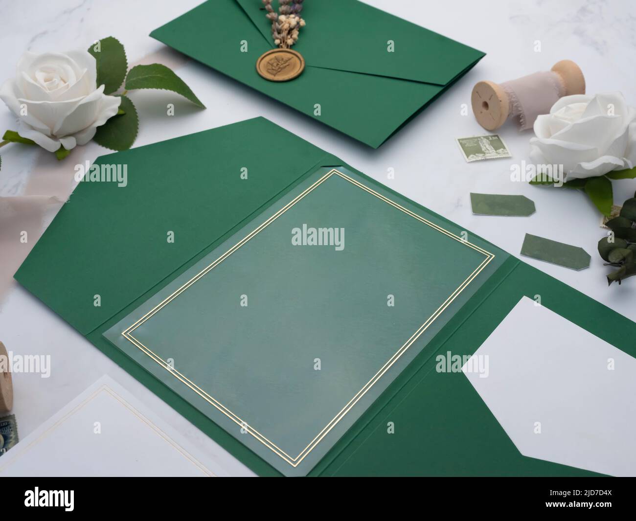 Gli inviti di nozze salvano la scheda di data sfondo Foto Stock
