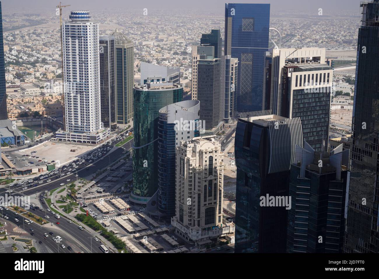Edifici a West Bay, il quartiere degli affari di Doha, Qatar Foto Stock