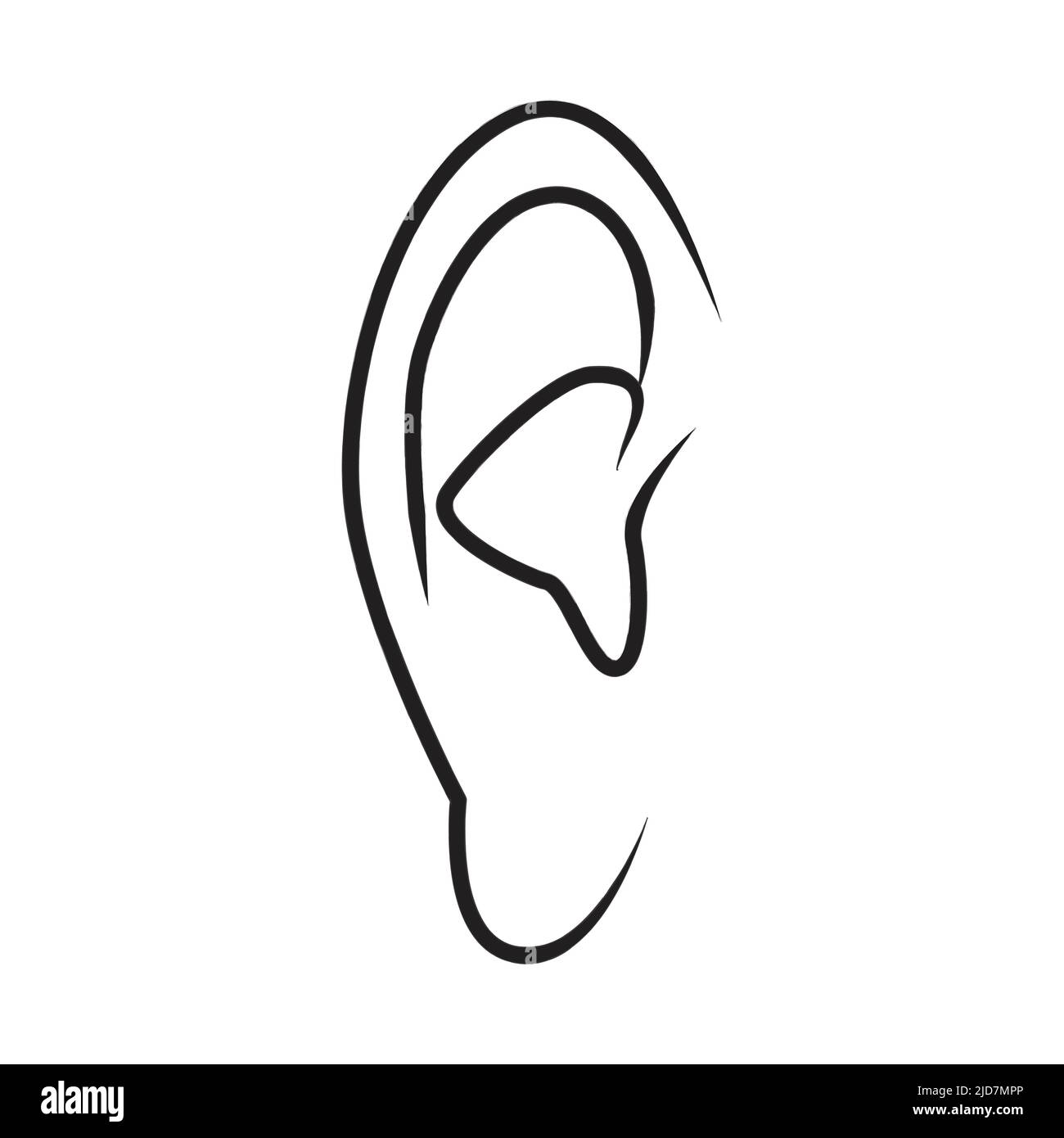 vettore di uscita dell'orecchio umano su sfondo bianco Illustrazione Vettoriale
